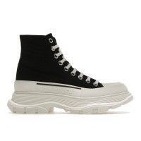 Женские Alexander McQueen Tread Slick Lace Up Boot Black White (W)