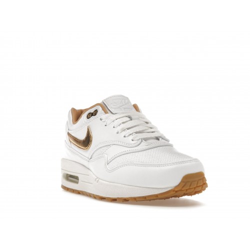 Кроссы Nike Air Max 1 FB Woven White Metallic Gold - мужская сетка размеров