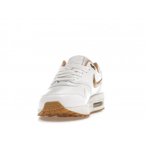 Кроссы Nike Air Max 1 FB Woven White Metallic Gold - мужская сетка размеров