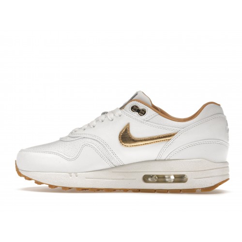 Кроссы Nike Air Max 1 FB Woven White Metallic Gold - мужская сетка размеров