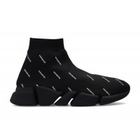 Женские кроссовки Balenciaga Speed Trainer 2.0 All Over Logo Black White (W)