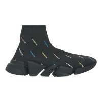 Женские кроссовки Balenciaga Speed 2.0 AllOver Logo Recycled Knit Black Multicolor (W)