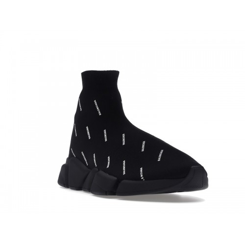 Кроссы Balenciaga Speed Trainer 2.0 All Over Logo Black White - мужская сетка размеров