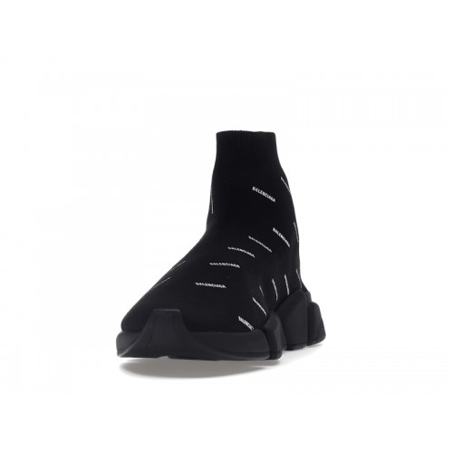 Кроссы Balenciaga Speed Trainer 2.0 All Over Logo Black White - мужская сетка размеров