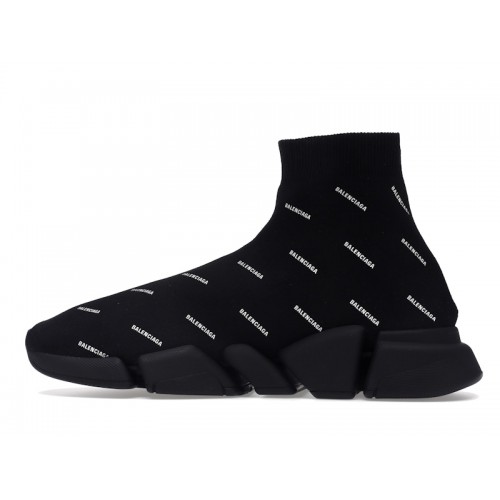 Кроссы Balenciaga Speed Trainer 2.0 All Over Logo Black White - мужская сетка размеров