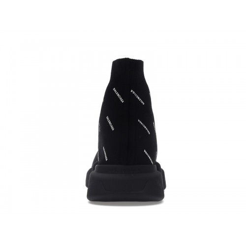Кроссы Balenciaga Speed Trainer 2.0 All Over Logo Black White - мужская сетка размеров