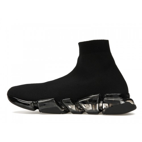 Кроссы Balenciaga Speed 2.0 Clear Sole Black - мужская сетка размеров