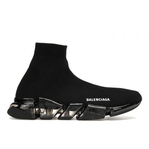 Кроссы Balenciaga Speed 2.0 Clear Sole Black - мужская сетка размеров