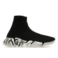 Кроссовки Balenciaga Speed 2.0 Graffiti Recycled Knit Black White