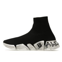 Кроссовки Balenciaga Speed 2.0 Graffiti Recycled Knit Black White