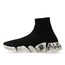 Кроссовки Balenciaga Speed 2.0 Graffiti Recycled Knit Black White