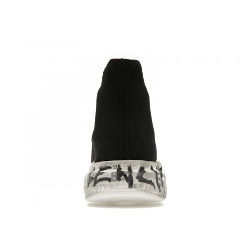 Кроссы Balenciaga Speed 2.0 Graffiti Recycled Knit Black White - мужская сетка размеров