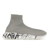 Кроссовки Balenciaga Speed 2.0 Graffiti Recycled Knit Grey White