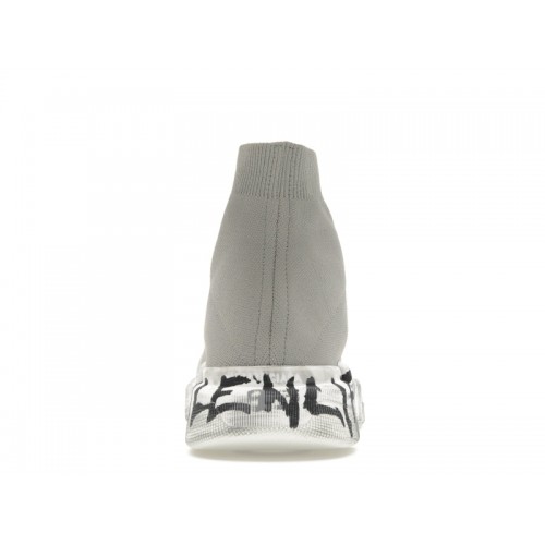 Кроссы Balenciaga Speed 2.0 Graffiti Recycled Knit Grey White - мужская сетка размеров