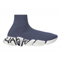 Кроссовки Balenciaga Speed 2.0 Graffiti Recycled Knit Dark Grey White