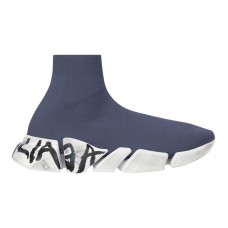 Кроссовки Balenciaga Speed 2.0 Graffiti Recycled Knit Dark Grey White