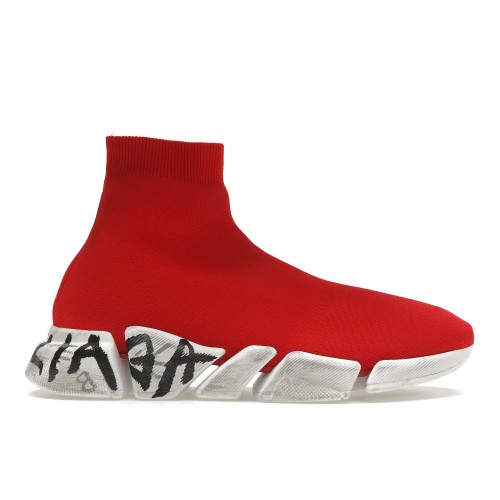 Кроссы Balenciaga Speed 2.0 Graffiti Red White - мужская сетка размеров