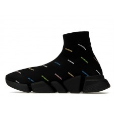Кроссовки Balenciaga Speed 2.0 AllOver Logo Recycled Knit Black Multicolor