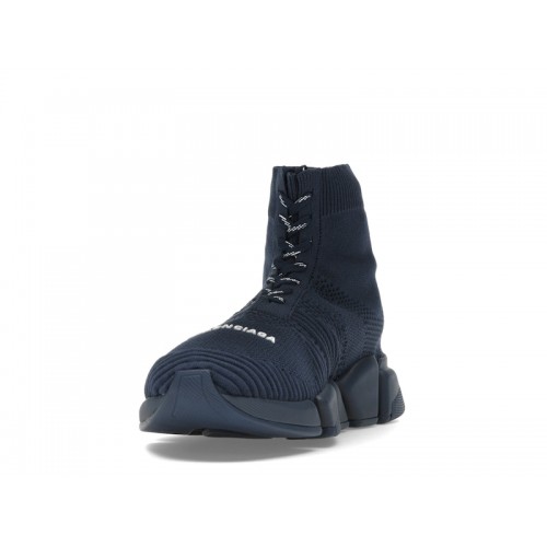 Кроссы Balenciaga Speed 2.0 Lace Up Recycled Dark Blue - мужская сетка размеров