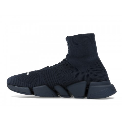 Кроссы Balenciaga Speed 2.0 Lace Up Recycled Dark Blue - мужская сетка размеров