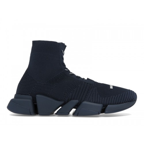 Кроссы Balenciaga Speed 2.0 Lace Up Recycled Dark Blue - мужская сетка размеров