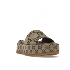 Gucci Angelina Platform 55mm Sandal Camel Canvas