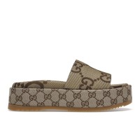 Gucci Angelina Platform 55mm Sandal Camel Canvas