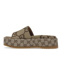 Gucci Angelina Platform 55mm Sandal Camel Canvas