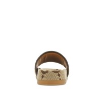 Gucci maxi GG Canvas Slides Camel Ebony