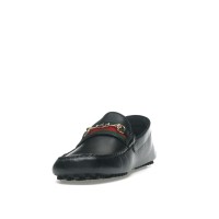 Gucci Ayrton Webbing-Trimmed Horsebit Leather Driver Loafers Black