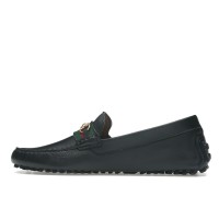 Gucci Ayrton Webbing-Trimmed Horsebit Leather Driver Loafers Black