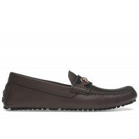 Gucci Ayrton Webbing-Trimmed Horsebit Leather Driver Loafers Brown