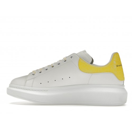 Кроссы Alexander McQueen Oversized White Yellow Croc - мужская сетка размеров