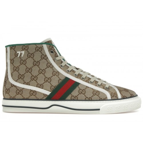 Gucci Tennis 1977 Canvas High Top Beige GG Print - мужская сетка размеров