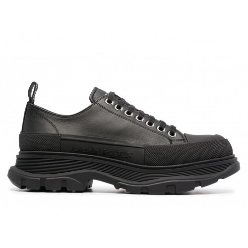 Кроссы Alexander McQueen Tread Slick Low Lace Up Leather Triple Black - мужская сетка размеров