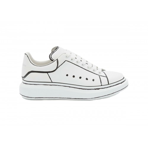 Кроссы Alexander McQueen Oversized White Black Outline - мужская сетка размеров