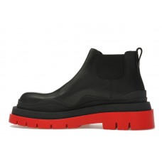 Женские Bottega Veneta Tire Ankle Chelsea Boot Black Red (W)