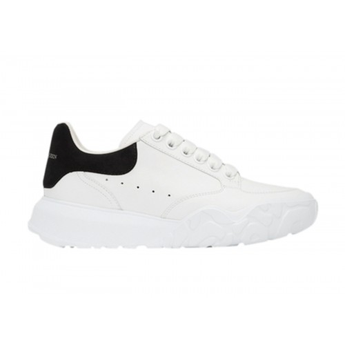 Кроссы Alexander McQueen Oversized Court Trainer White Black (W) - женская сетка размеров