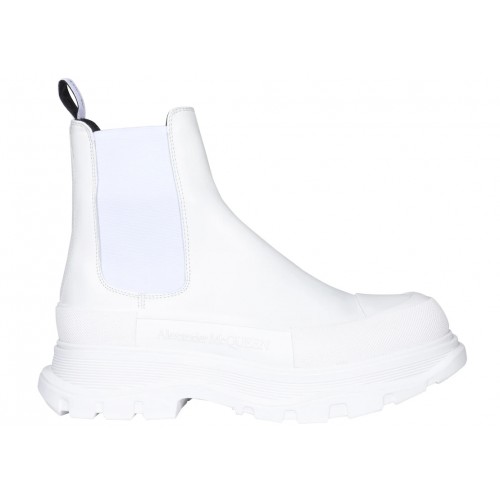 Alexander McQueen Tread Slick Chelsea Boot Leather Triple White - мужская сетка размеров
