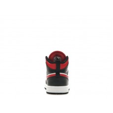 Детские Jordan 1 Mid Black Fire Red (PS)