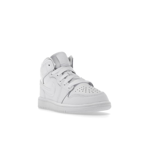 Кроссы Jordan 1 Mid Triple White (2021) (PS) - подростковая сетка размеров