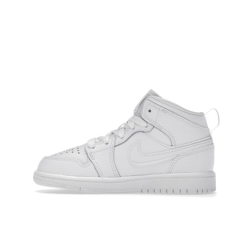 Кроссы Jordan 1 Mid Triple White (2021) (PS) - подростковая сетка размеров