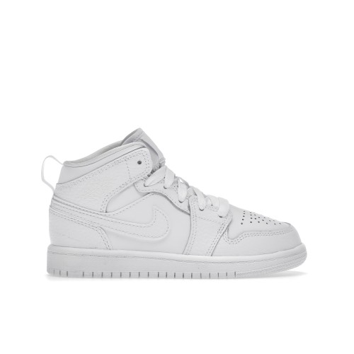 Кроссы Jordan 1 Mid Triple White (2021) (PS) - подростковая сетка размеров