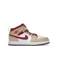 Детские кроссовки Jordan 1 Mid Light Curry Cardinal (PS)