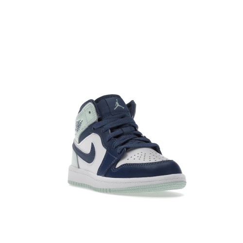 Кроссы Jordan 1 Mid Mystic Navy Mint Foam (PS) - подростковая сетка размеров