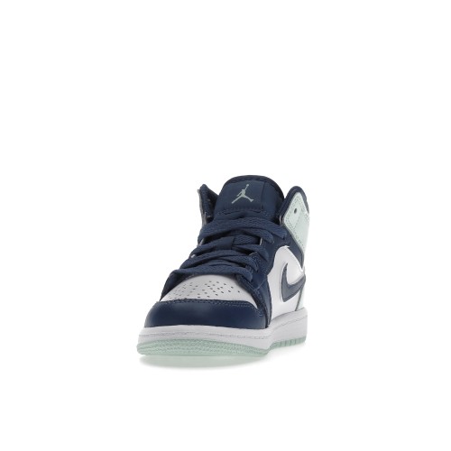 Кроссы Jordan 1 Mid Mystic Navy Mint Foam (PS) - подростковая сетка размеров