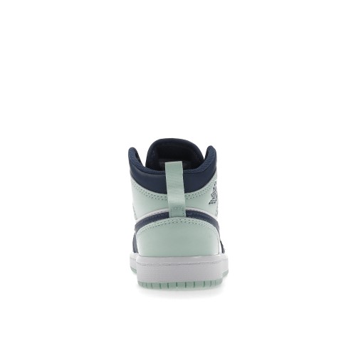 Кроссы Jordan 1 Mid Mystic Navy Mint Foam (PS) - подростковая сетка размеров