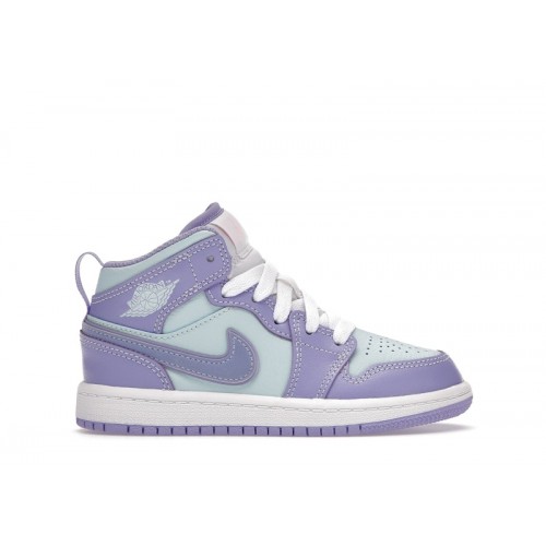 Air Jordan 1 Mid PS Purple Pulse Glacier Blue - детская сетка размеров
