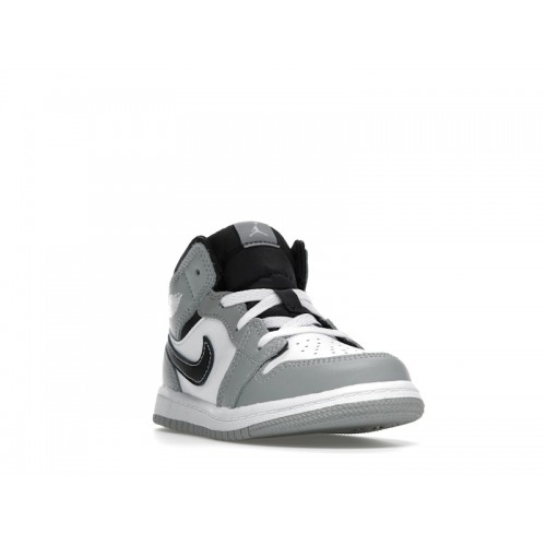 Air Jordan 1 Mid TD Light Smoke Grey - детская сетка размеров