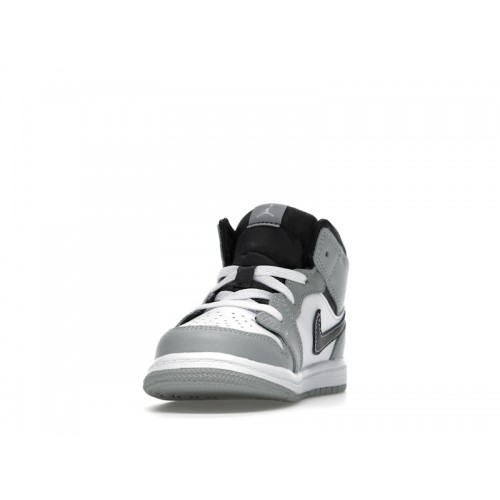 Air Jordan 1 Mid TD Light Smoke Grey - детская сетка размеров